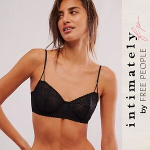 FP Intimately Free People Care FP Reya Lace Underwire Bra Black Unlined Lingerie